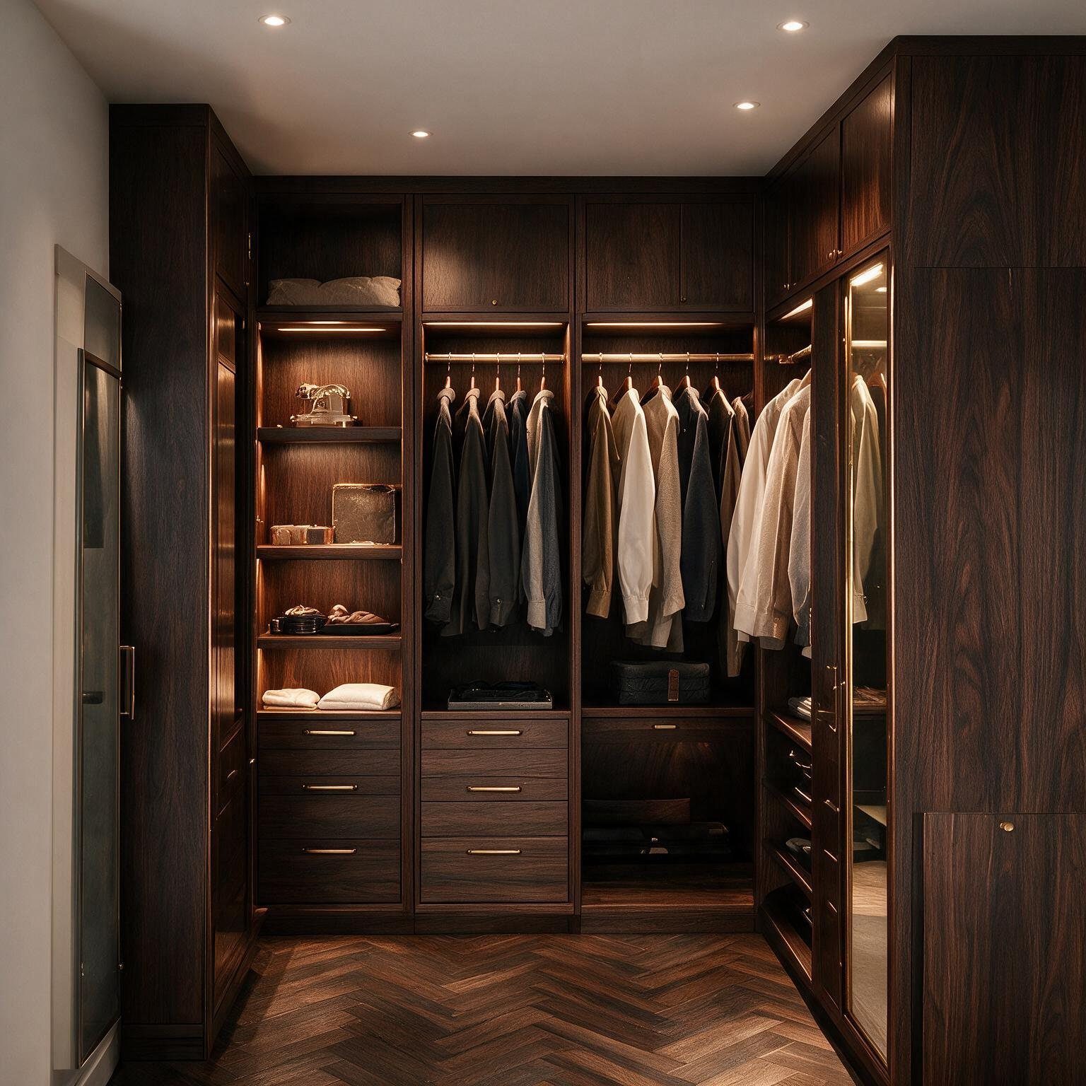 Walnut walk-in closet