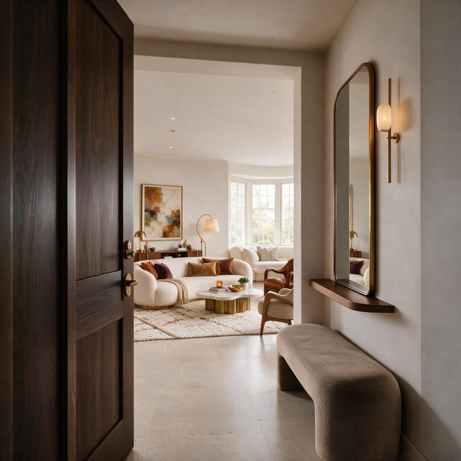 Entry foyer opening to the living room